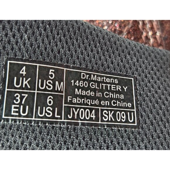 Dr Martens Unisex 1490 Glitter Brown Coated Patent Leather Boots M5 W6 - Picture 6 of 9